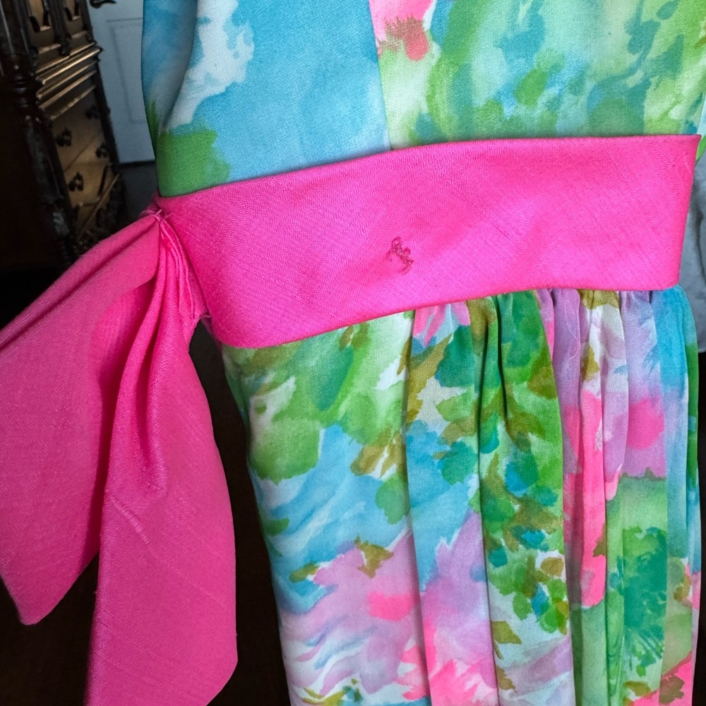 Vintage Guenter Richard Floral Watercolors Chiffon Gown - Picture 13 of 17